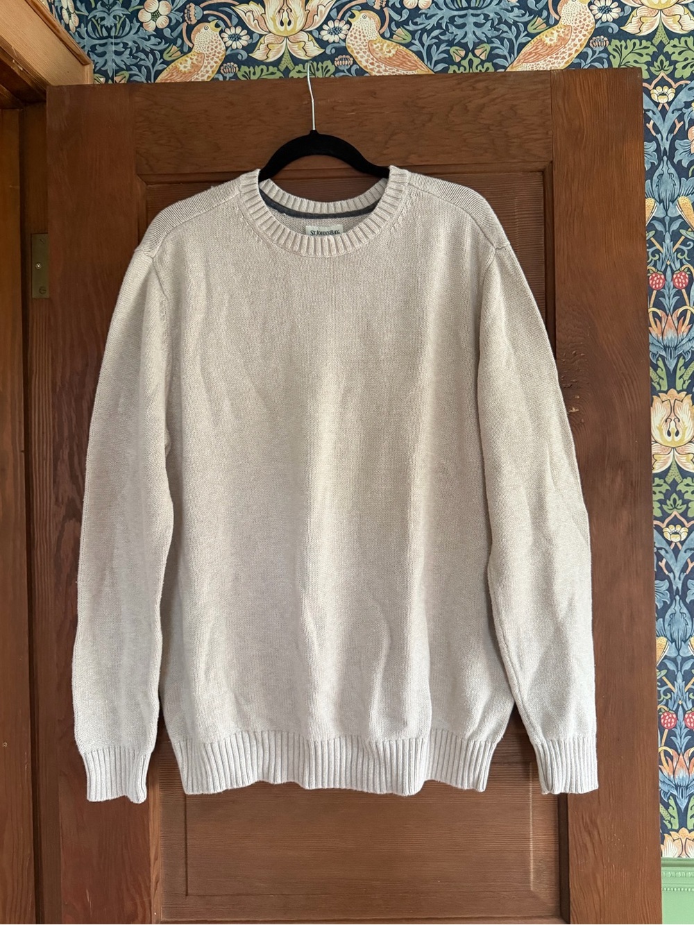St. John’s Bay Men's Cream Khaki Crewneck Sweater Size L Tall